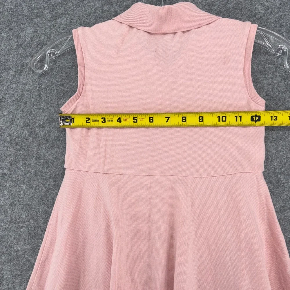Lacoste Kids Pink Sleeveless Pique Polo Dress Sz 6 Crocodile Logo Sporty Preppy